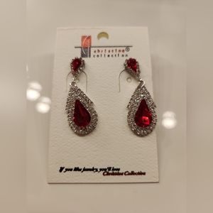 Silver red earrings